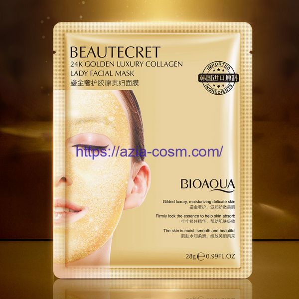 Bioaqua youth-preserving collagen mask with gold polypeptides (90522)